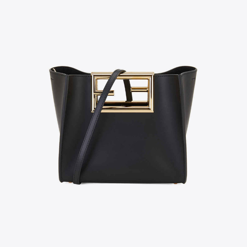 fendi芬迪 ff金属手柄 小牛皮托特包 女士单肩斜挎手提包