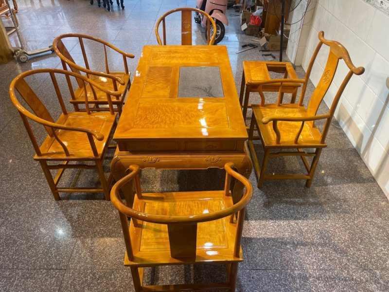 金丝楠（大叶楠）现代简约茶桌 七件套 158*86*8