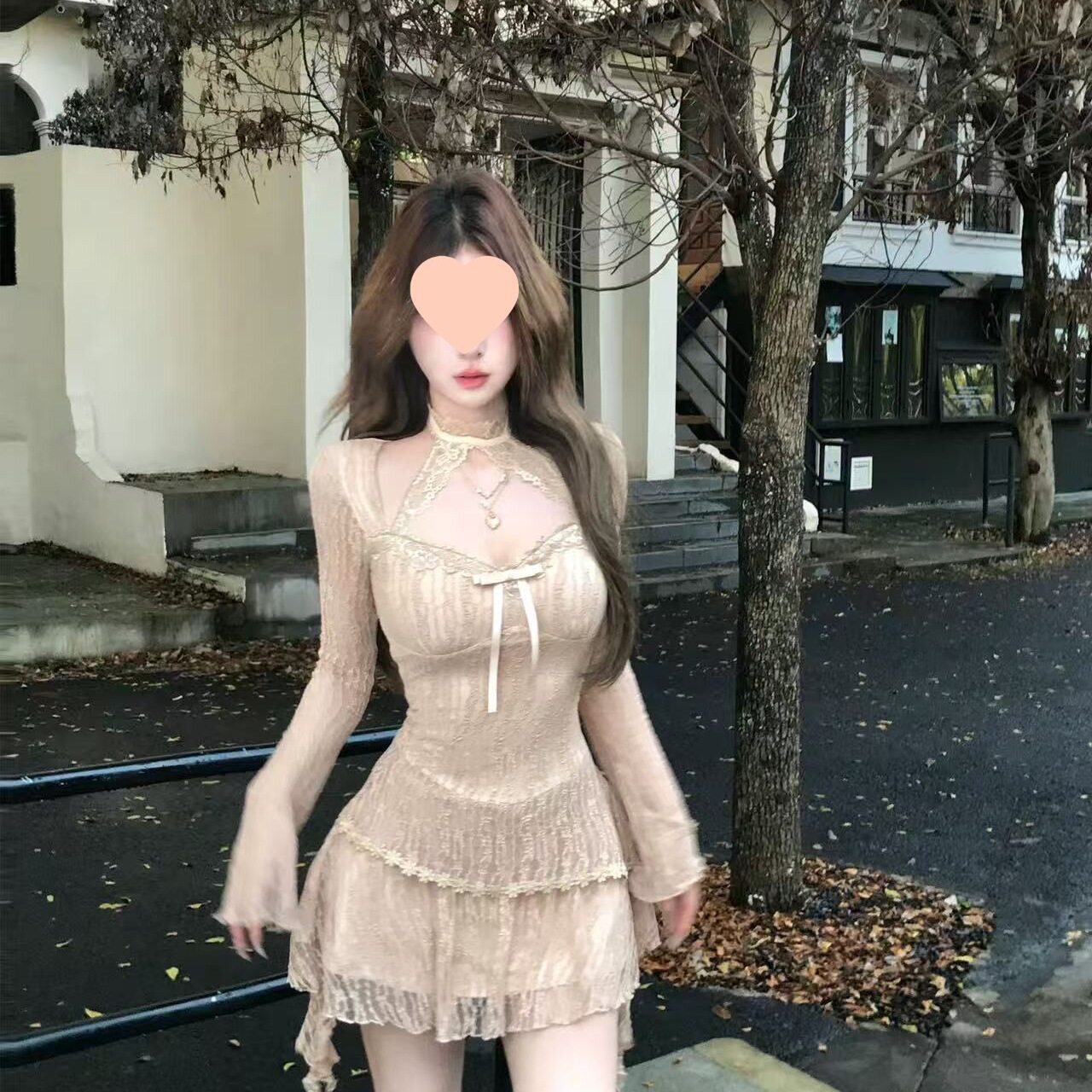 甜辣纯欲气质性感辣妹穿搭蕾丝连衣裙子修身显瘦短裙女潮秋季新款