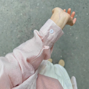 小个子慵懒风宽松防晒衬衣开衫 法式 女夏季 小清新纯色衬衫 chic薄款