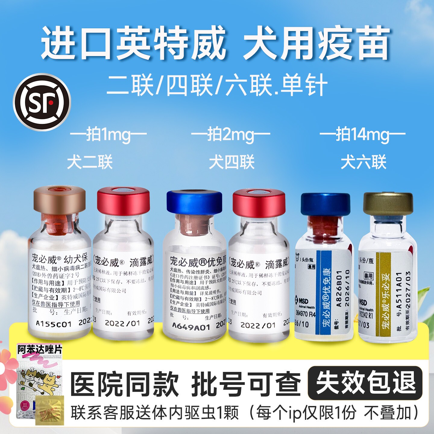 荷兰进口英特威狗狗二联疫苗宠物成犬幼犬246联四联狂犬预防针