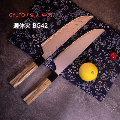 百浓厨刀粉末钢BG42黄金檀渐薄