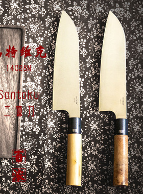 百浓日式三德刀通体进口14C28N蛤刃菜刀一次开刃开V牛刀主厨刀