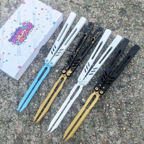 班输8801七系铝柄蝴蝶刀未开刃
