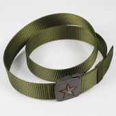 帆布尼龙平滑扣3.7厘米宽军训裤 战术腰带 带 五星合金扣头 皮带男