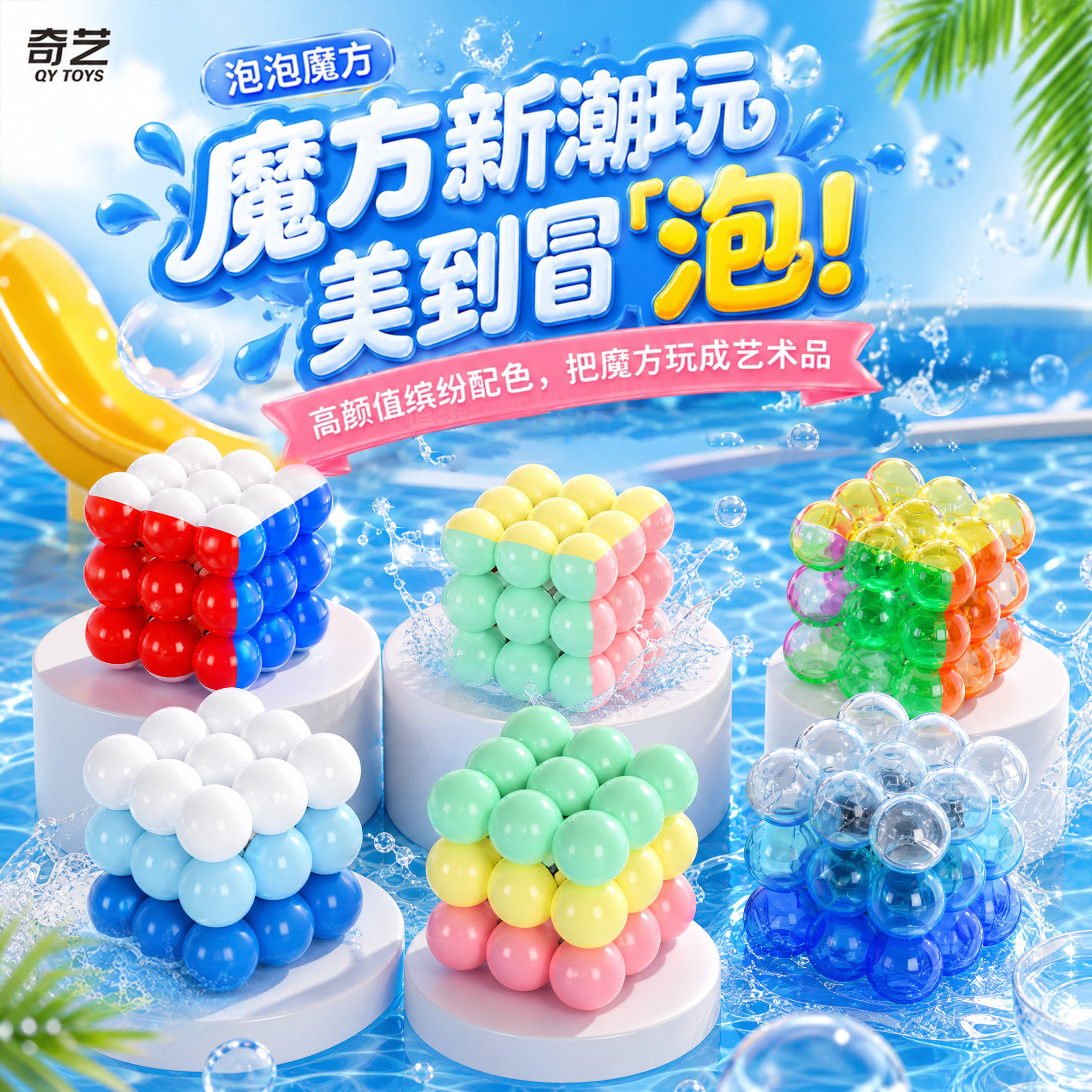 奇艺泡泡魔方三阶水晶解压玩具图片
