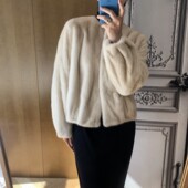 保暖长袖 华洋新款 毛绒加厚圆领上衣冬季 韩版 皮草 仿貂皮外套女短款