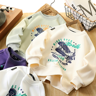 男童圆领卫衣春秋2025新款儿童洋气百搭上衣中大童帅气打底长袖衫