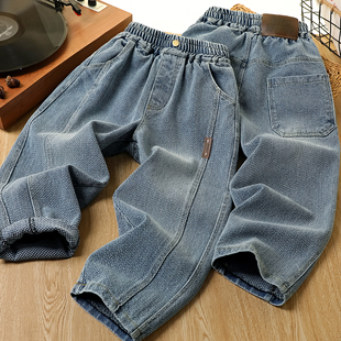 男童裤子春装2026新款儿童洋气时髦牛仔裤中大童百搭直筒长裤春秋