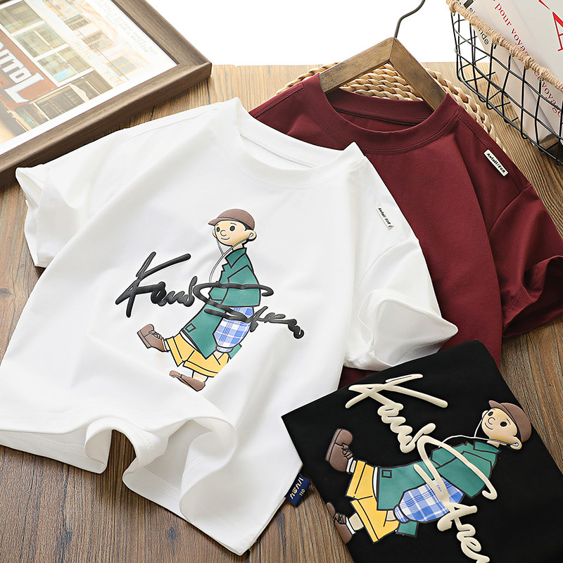 男童短袖t恤夏季2026新款冰感儿童卡通半袖上衣中大童薄款上衣潮