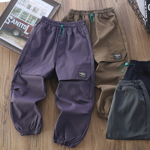男童冲锋裤春秋装2025新款工装裤儿童帅气休闲裤子中大童运动长裤