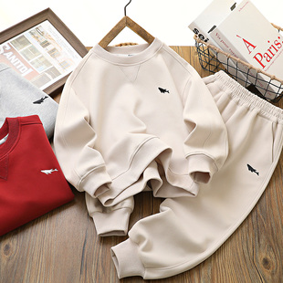 男童卫衣套装春秋季2025新款儿童帅气休闲两件套中大童刺绣衣服潮