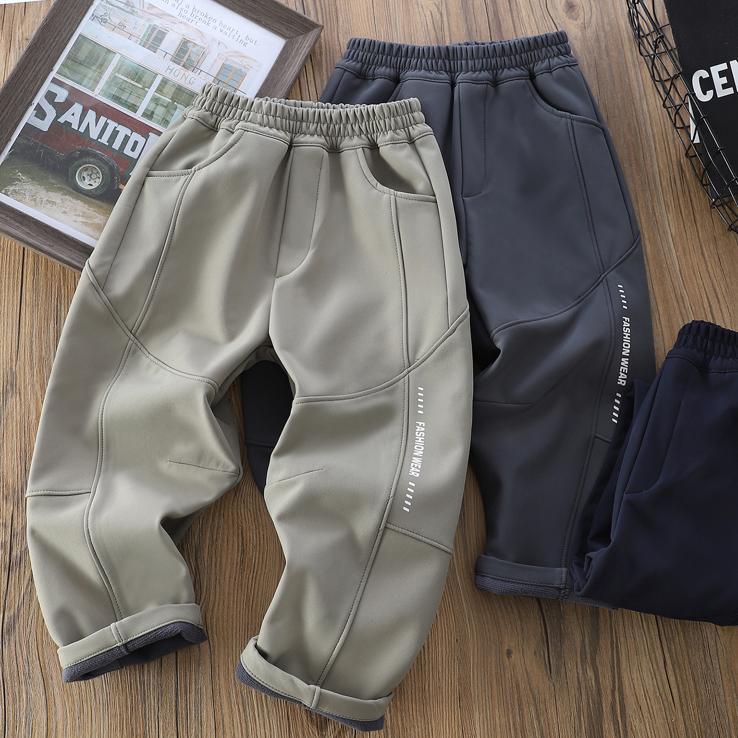 男童加绒裤子秋冬2025新款