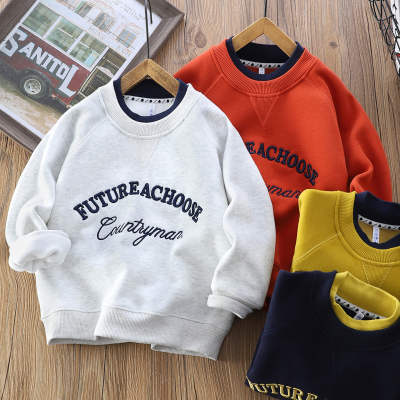 男童加绒圆领卫衣秋冬2025新款