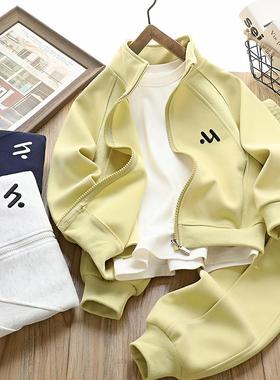 男童加绒套装秋冬2025新款儿童上衣裤子两件套中大童休闲运动服潮