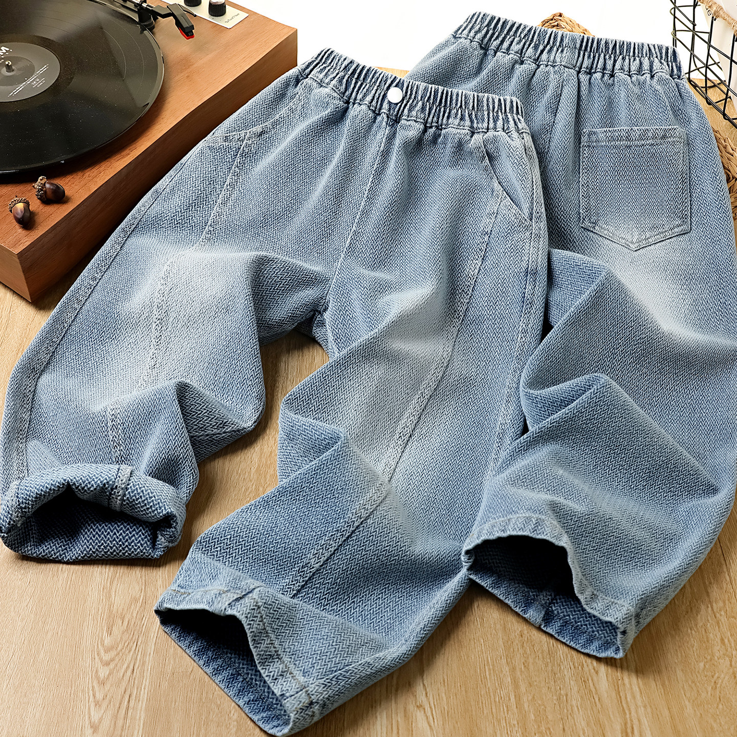 男童裤子春秋2026新款儿童帅气时髦牛仔裤中大童休闲弯刀长裤男孩