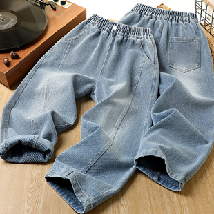 男童裤子春秋2026新款儿童帅气时髦牛仔裤中大童休闲弯刀长裤男孩