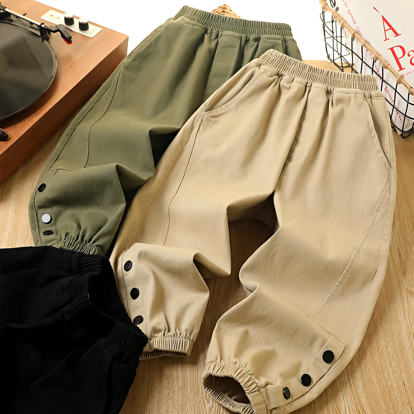 男童纯棉裤子春秋2026新款儿童休闲运动长裤中大童帅气男孩工装裤