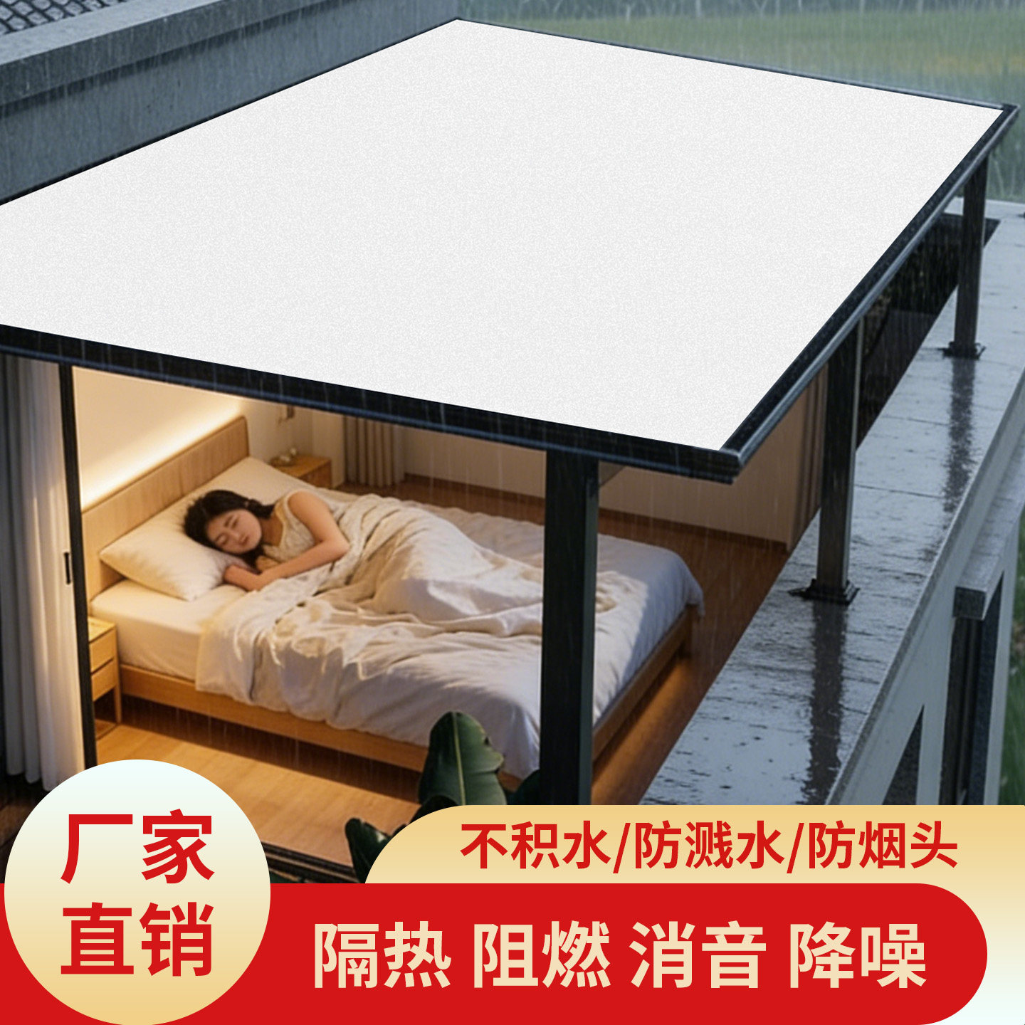 米乐奇彩钢瓦屋顶隔热隔音降噪垫图片