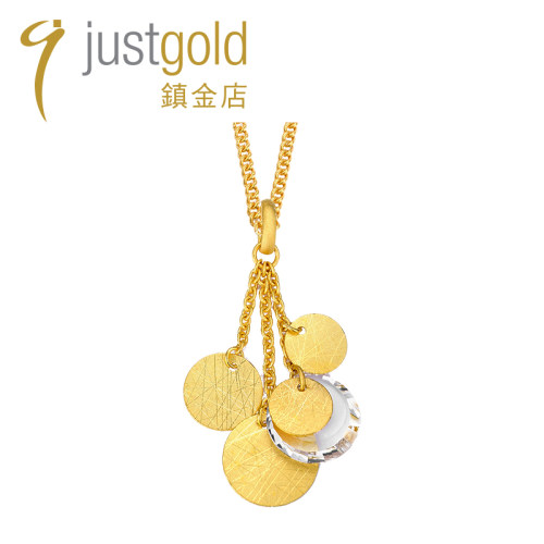 justgold鎮金店秋叶吊坠足金黄金