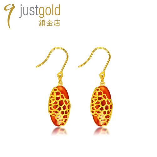 justgold镇金店长颈鹿纹耳钩