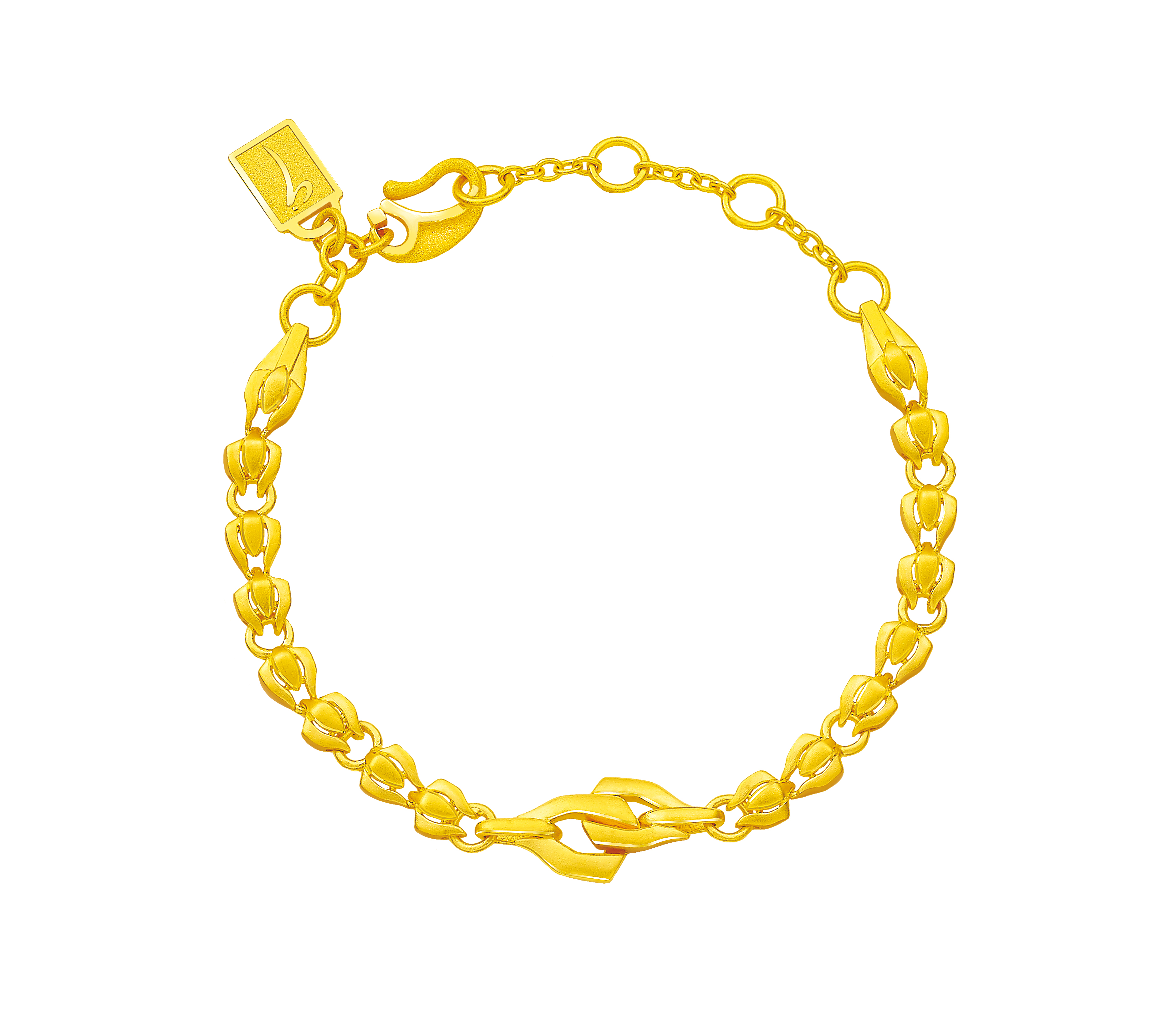 justgold镇金店黄金足金手链手镯灵动魅力1230141Y