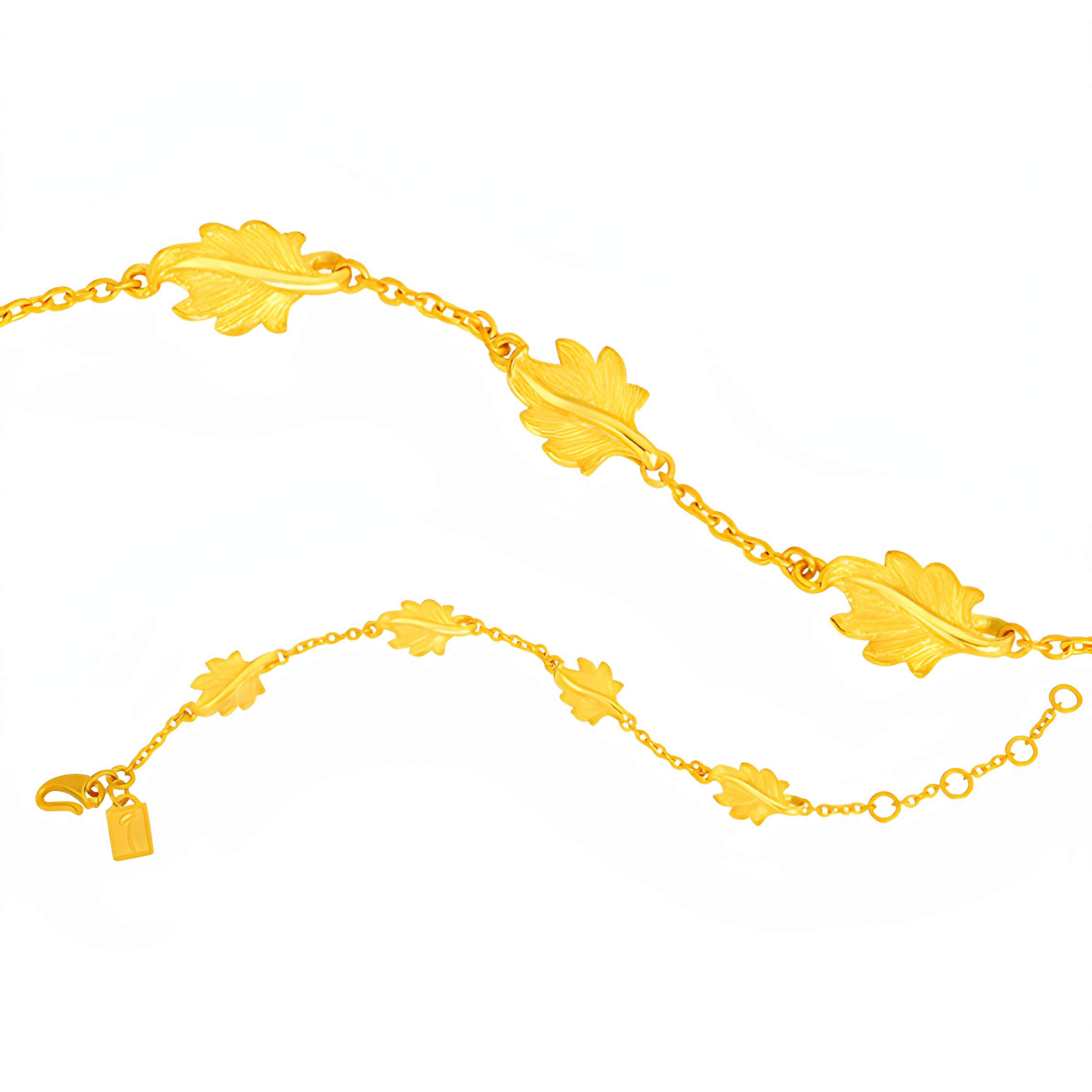 justgold镇金店金叶情牵足金手链1219261Y