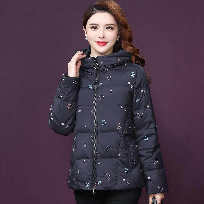 白鸭绒羽绒服2024新韩版时尚印花加厚保暖泡芙高档短款羽绒外套,女装/女士精品,羽绒服,淘宝优惠券,粉丝福利购,淘宝优惠卷