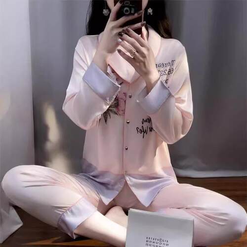 2025新款长袖家居服套装冰丝睡衣
