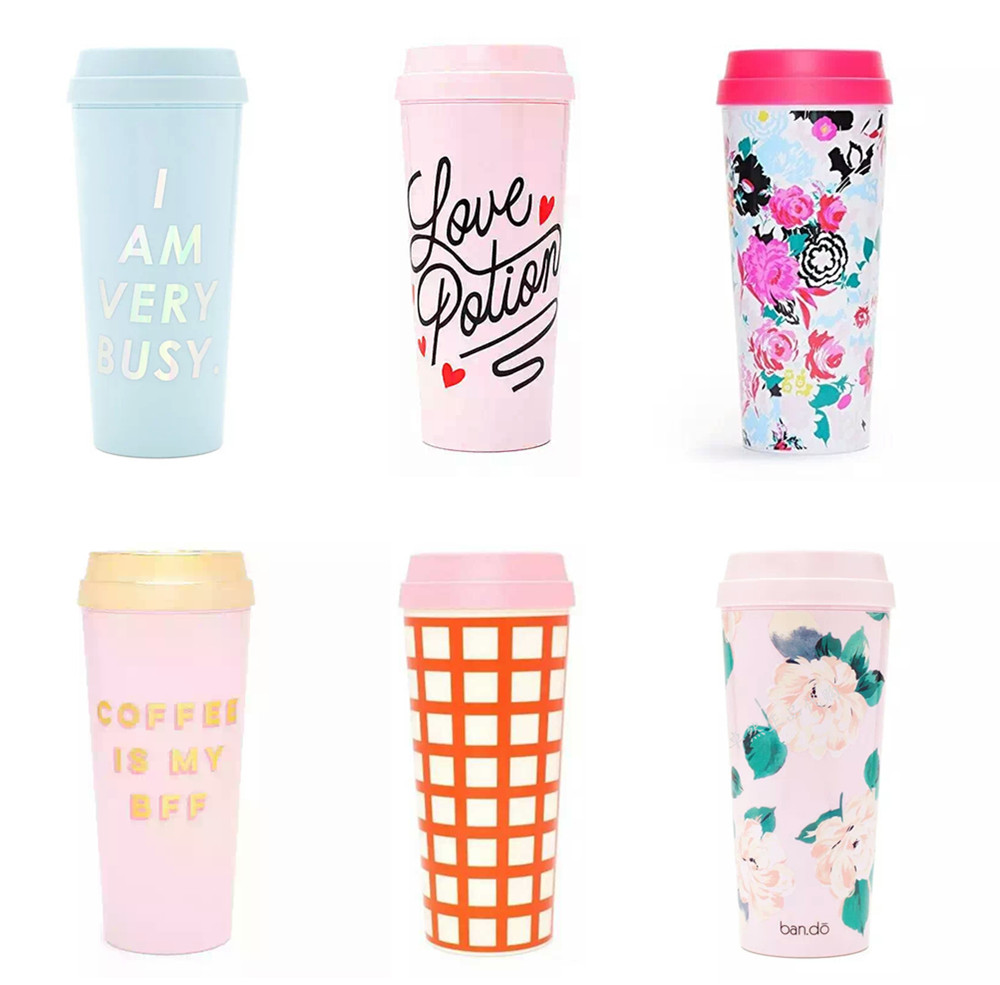 美国ban. do水杯少女心杯双层隔热杯随手杯咖啡杯果汁杯便携水杯
