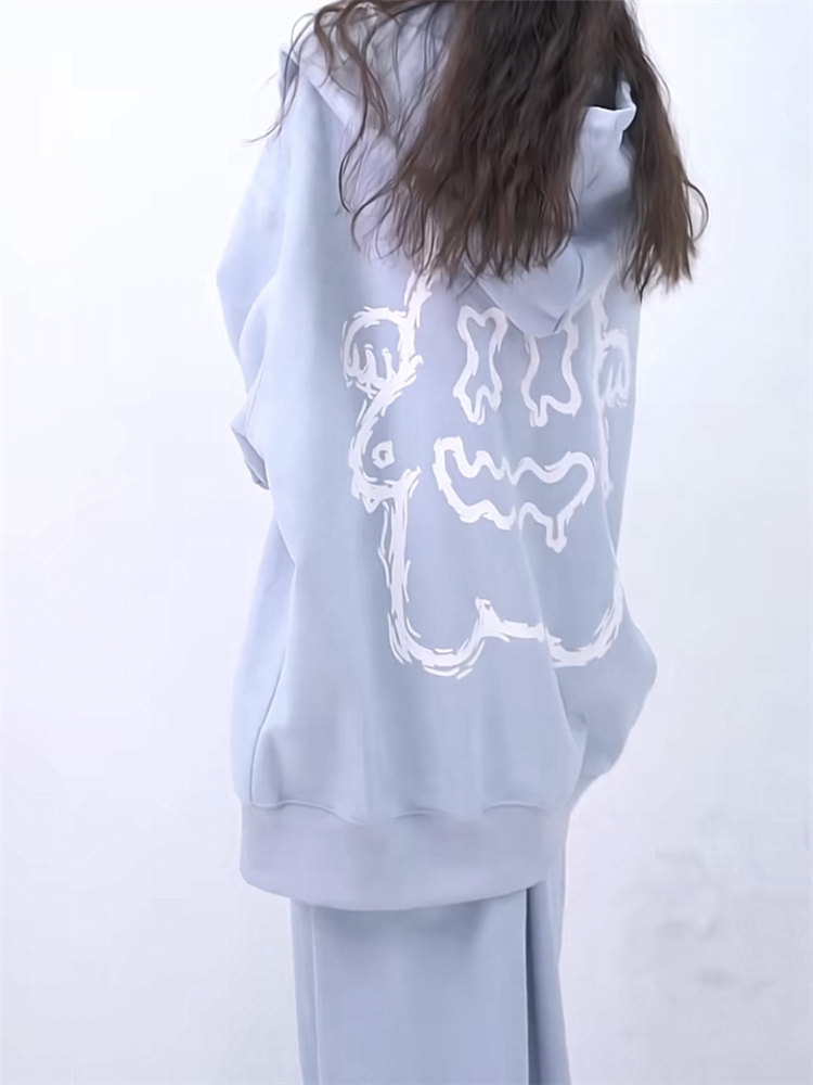 인터넷 연예인 OOTD 운동복 정장 여성 가을 ??학생 소금 느슨한 연령 감소 후드 티셔츠 세련된 투피스 세트