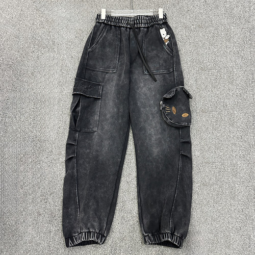 2022秋季新款卡通Kitty猫束脚工装裤女宽松休闲百搭显瘦休闲长款