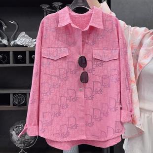 2025秋季新款创意设计感重工满印烫钻牛仔衬衫外套女宽松休闲上衣