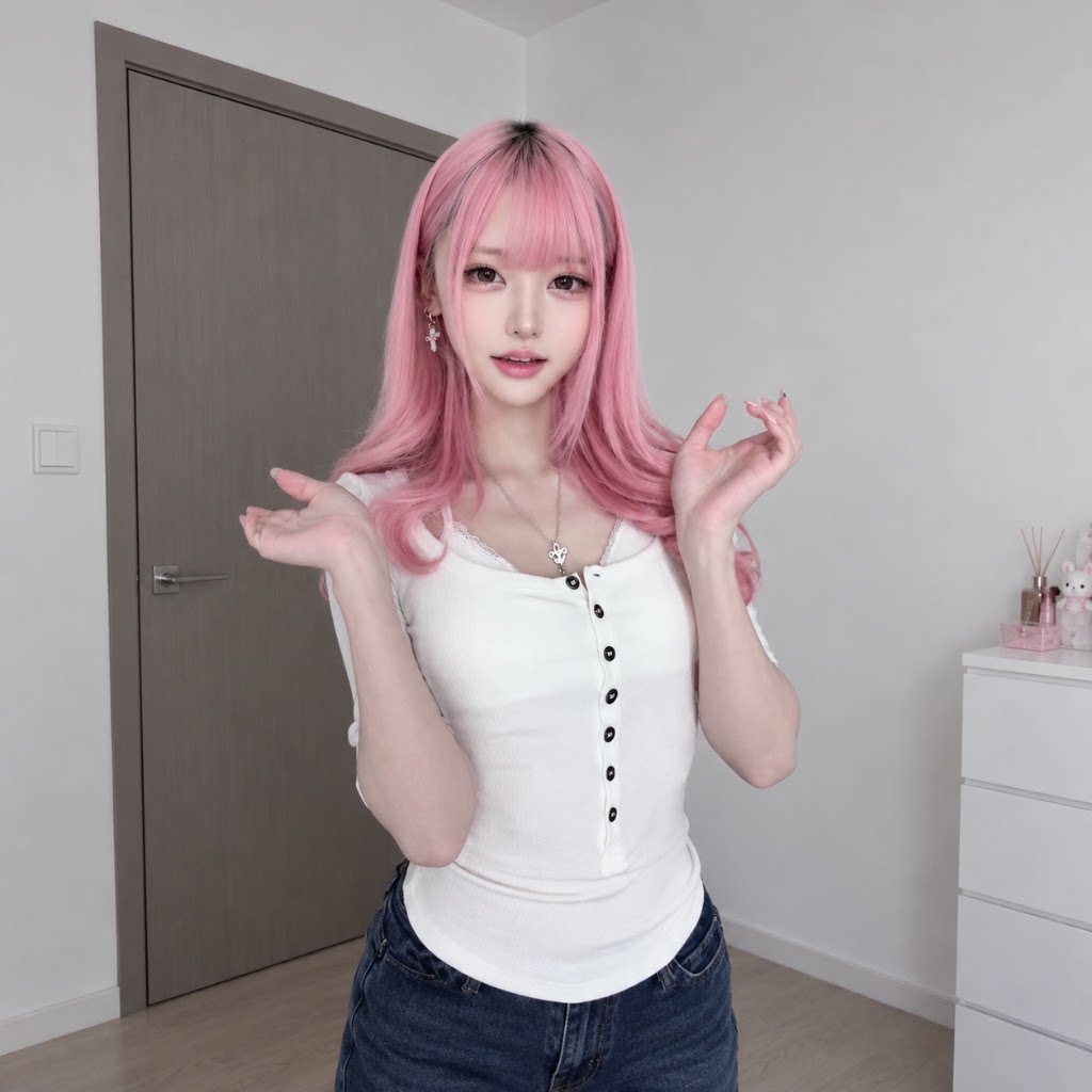 白色蕾丝边单排扣坑条中袖
