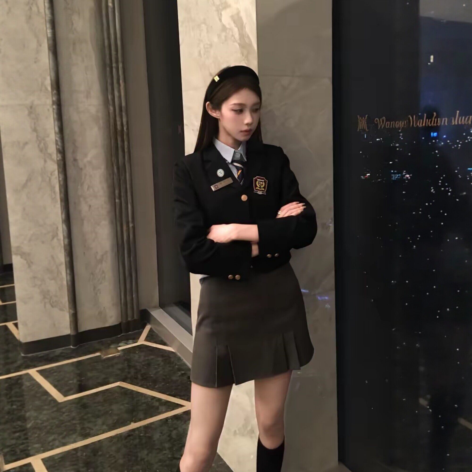 学院风套装女小西装百褶裙两件套