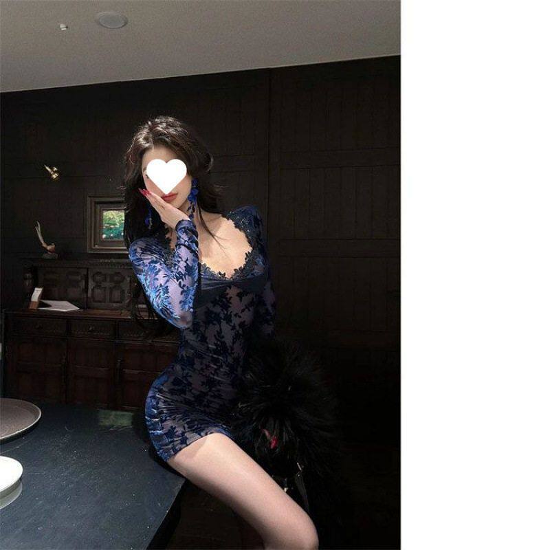 猪猪小野同款蕾丝连衣裙法式纯欲