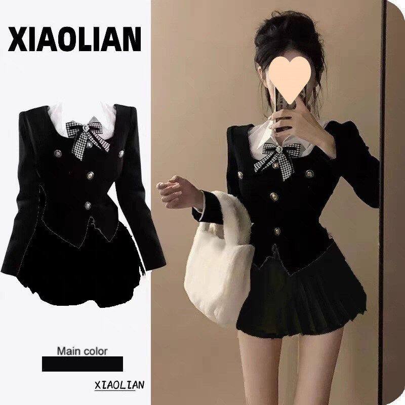 sk卡卡同款假两件小外套早春秋季小香风显高显瘦富家千金学院制服