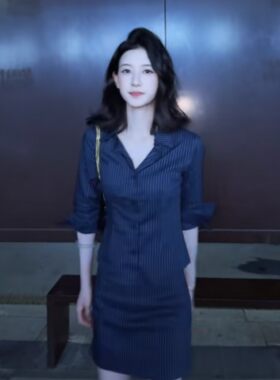 法式纯欲条纹显瘦衬衫半裙套装