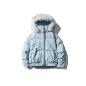 麦小d天蓝色羽绒服短外套可拆卸帽子户外男女情侣服加厚保暖百搭