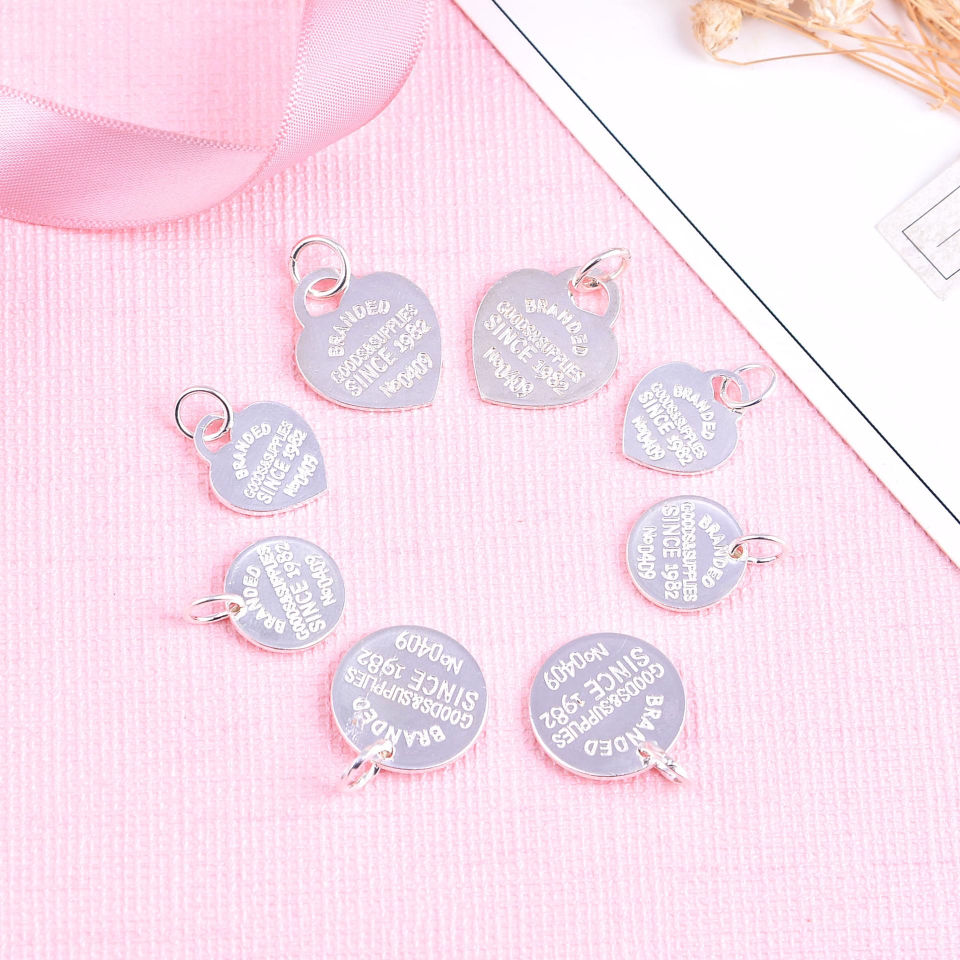 s925纯银字母圆牌挂件DIY吊坠