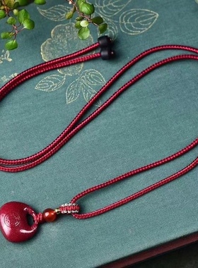 朱砂胖福吊坠福袋项链吊坠高含量紫金男女挂件宝宝款吊坠简约红色