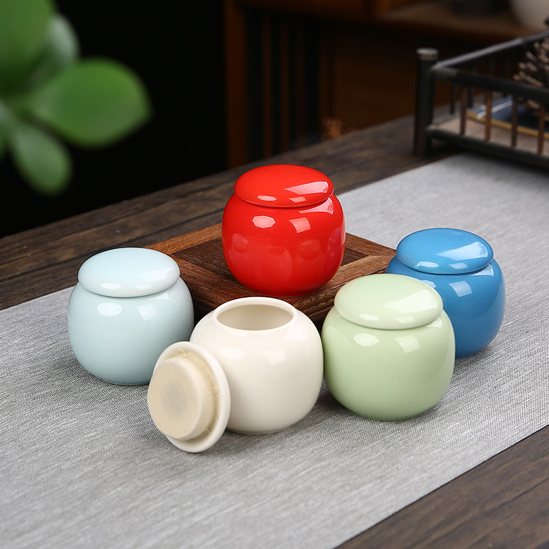 枸杞石斛茶叶罐茶仓小陶瓷密封罐藏红花茶绿茶包装盒旅行便携茶瓶