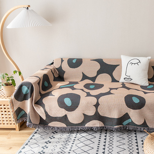 艺术花朵抽象挂毯北欧沙发巾复古全盖沙发罩布垫沙发布盖布野餐布