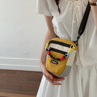 潮百搭休闲斜挎包手机包 新款 ins美式 撞色拼接小挎包包女2026春季