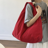 日系时尚 休闲大包托特包女大容量腋下包通勤单肩包松驰感布袋包