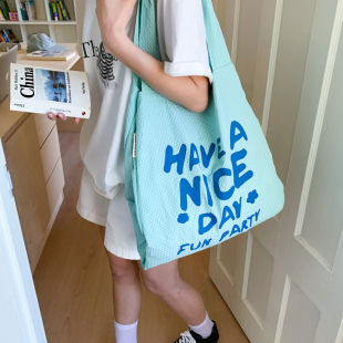 韩系小清新帆布包包女2025新款夏季慵懒风百搭单肩包大容量托特包
