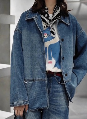 秋季新款时尚百搭休闲宽松显瘦牛仔外套1Q-1Q006828
