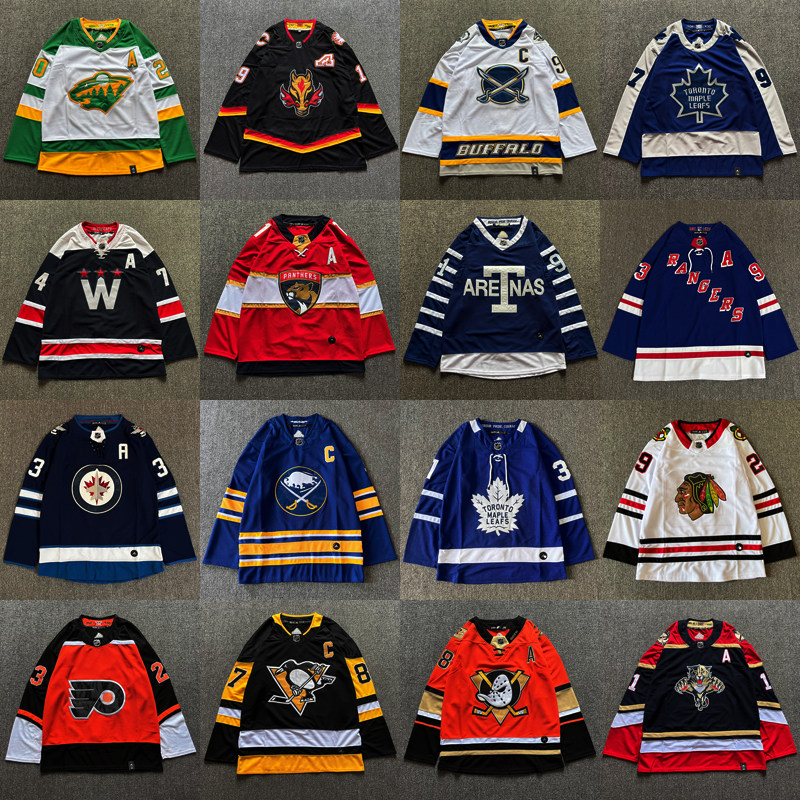 유럽과 미국의 스포츠 하라주쿠 스타일 힙합 힙합 긴팔 NHL 아이스 하키 유니폼 느슨한 대형 자수 저지