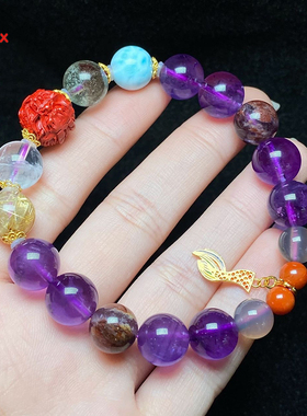 天然水晶手链九紫离火运腾龙手链