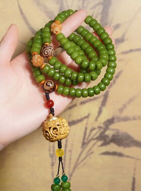 原创天然菩提根108颗手链手串念珠白玉菩提子文玩手持盘玩念珠女